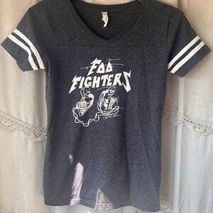 LAT Apparel Womens Small T-Shirt Charcoal Gray Foo Fighters Short Sleeve Raglan